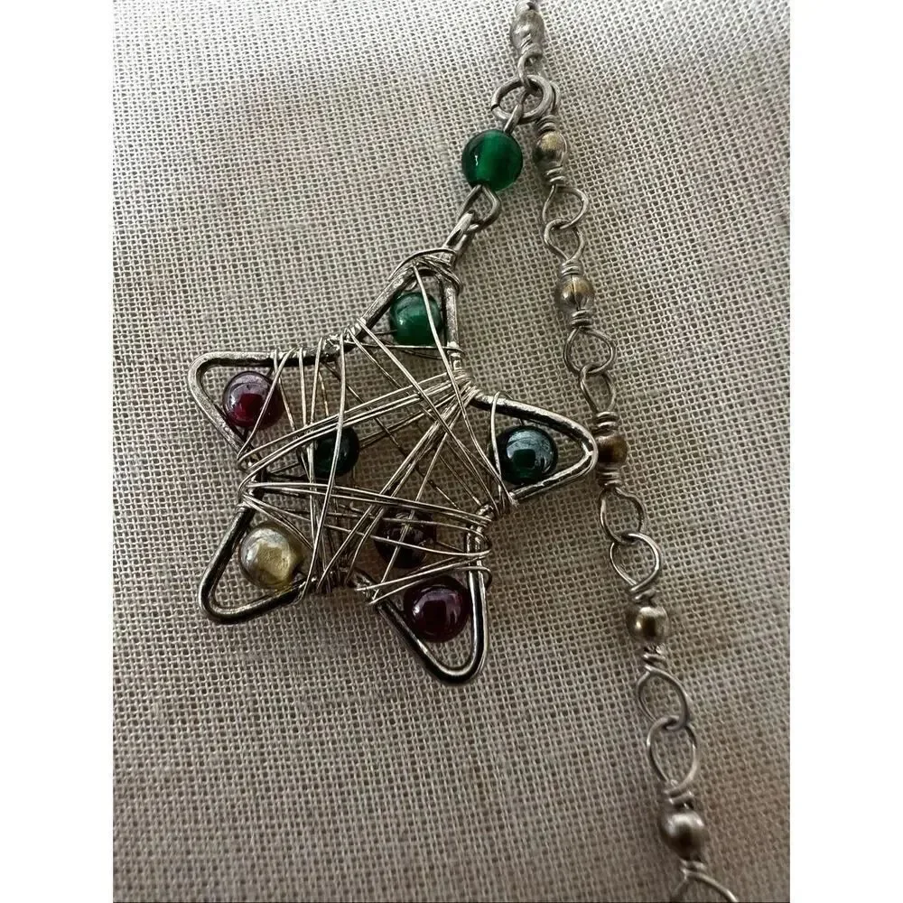 Artisan Wire-Wrapped Christmas Tree & Star Necklace